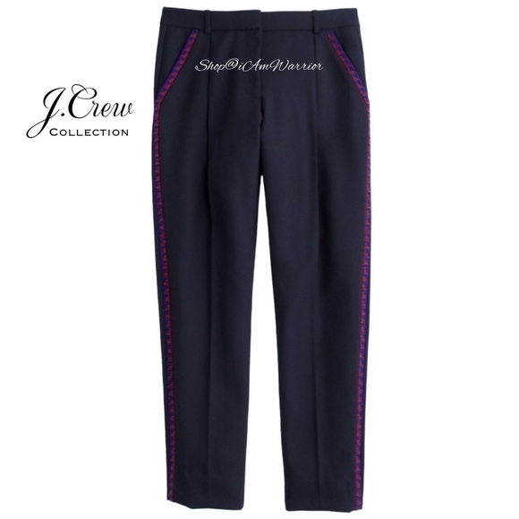 J.Crew Collection NWT beaded side stripe navy tuxedo ankle pant *shop@iamwarrior - Picture 3 of 13